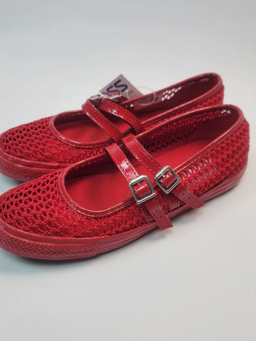 Bright Red Converse Chuck Taylor All Star Dainty Mary Jane Knit A16568C Size 7